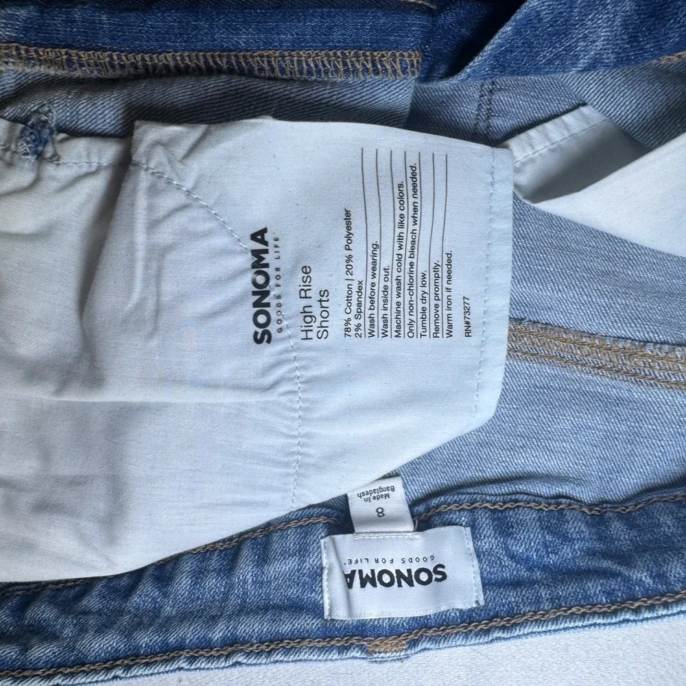 Sonoma Goods For Life Women Medium Wash‎ High Rise Cuffed Denim Shorts Size 8